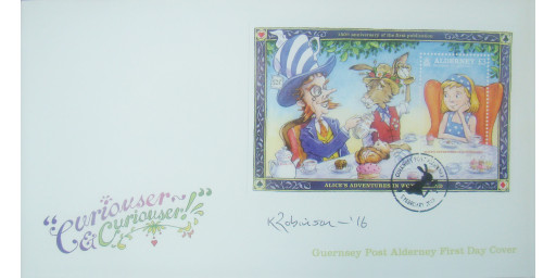 Alice in Wonderland Signed Miniature Sheet First Day Cover