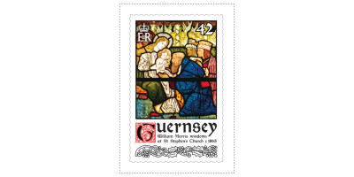 42p Stamp William Morris Stained Glass Windows