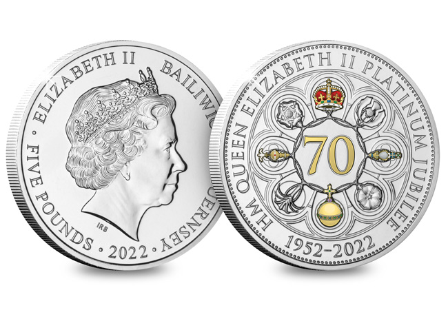 The Queen's Platinum Guernsey £5 coin