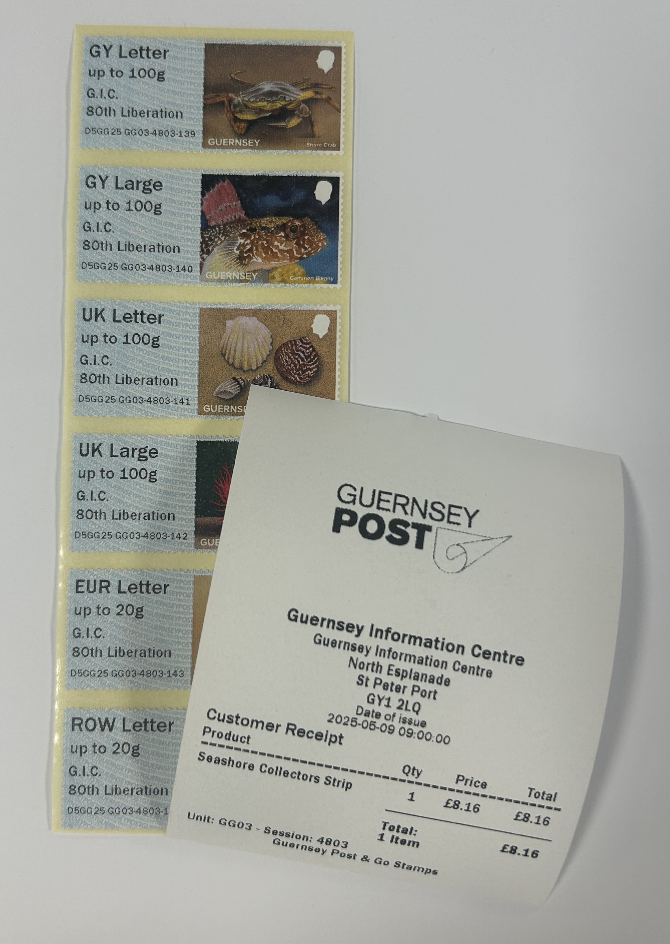 GG03 Series Bailiwick Seashore G.I.C 80th Liberation Overprint 