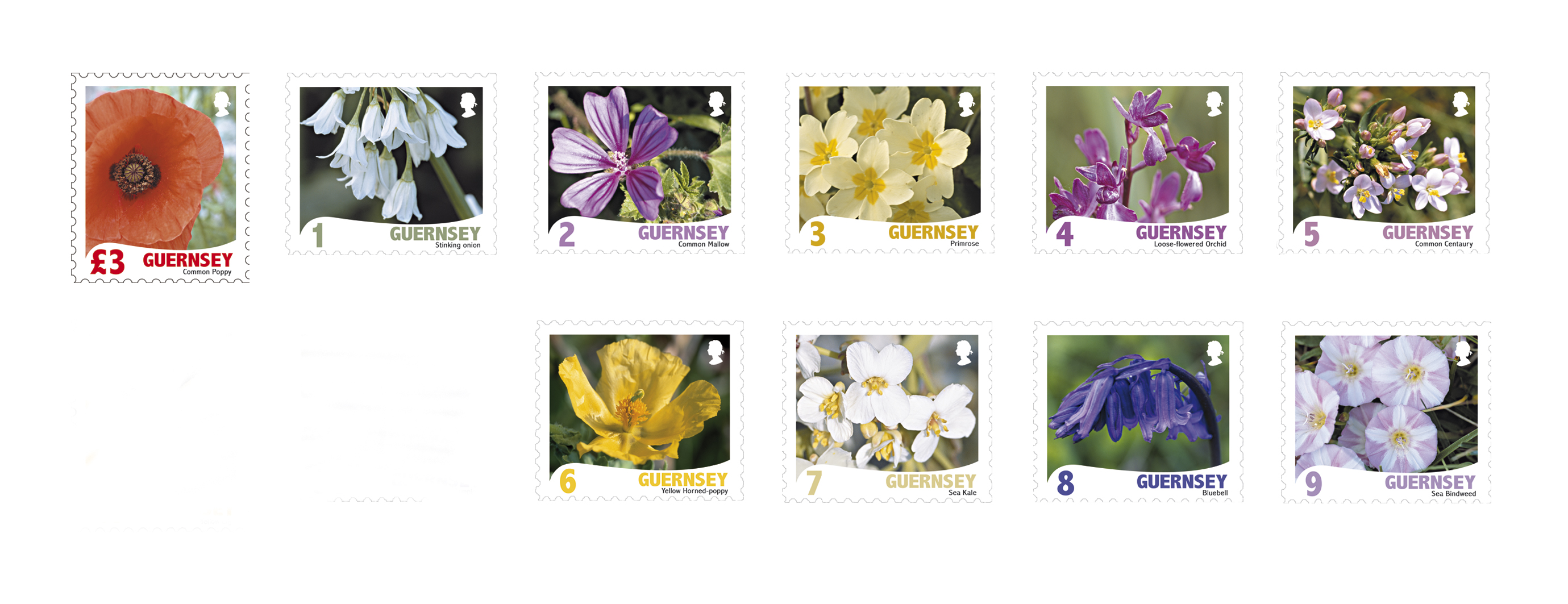 Set of 10 stamps 1,2,3,4,5,6,7,8,9, Â£3